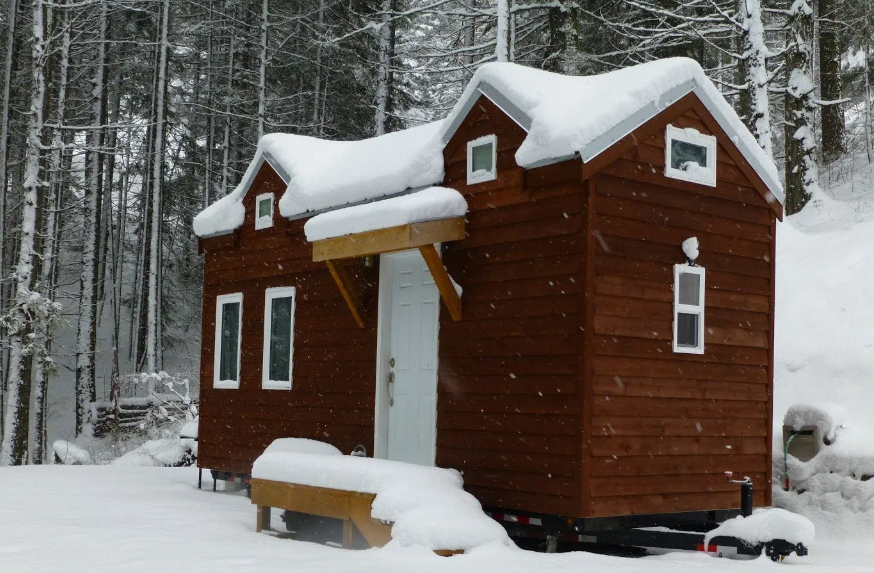 Tiny house in the snow