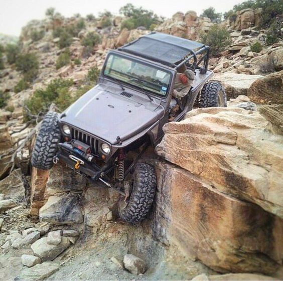 Jeep Rock Crawling in Mountains