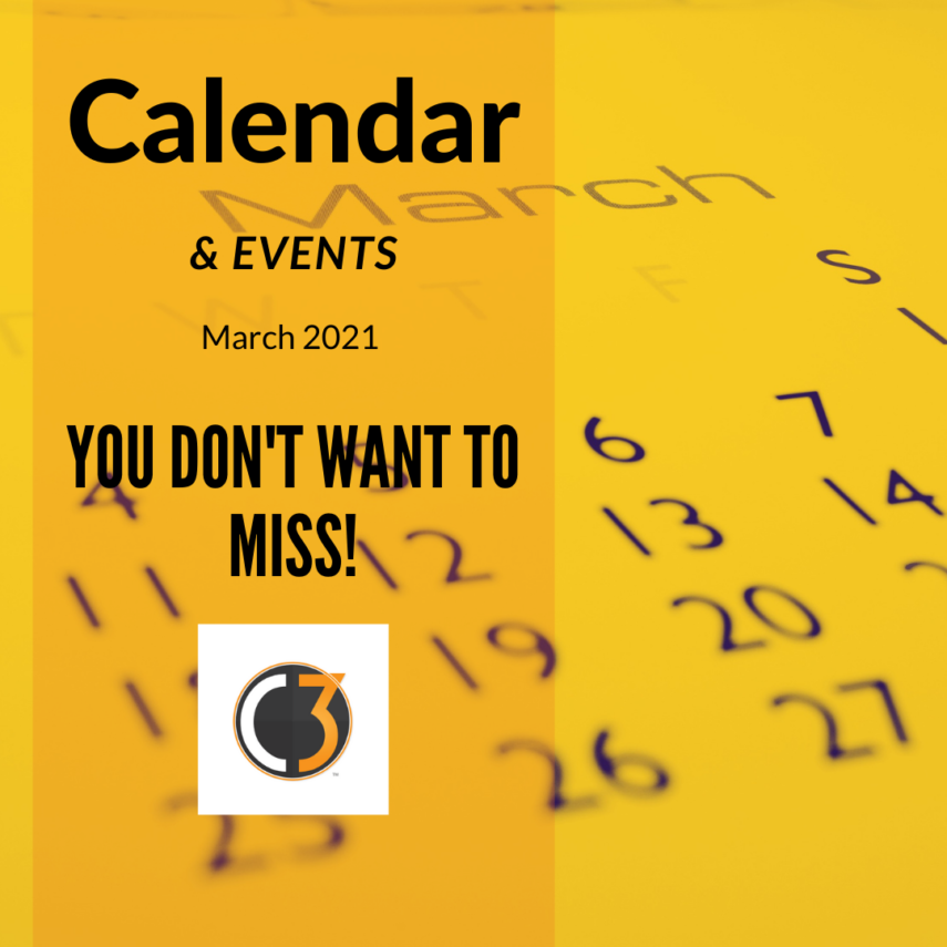 Calendar of Events for March 2021 