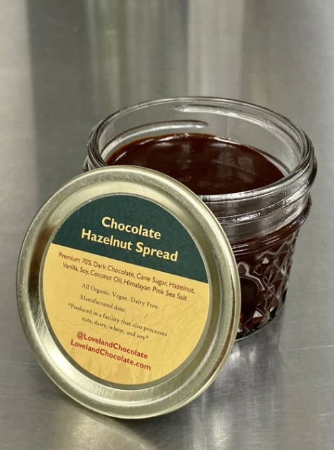 Top your shortcake with some organic chocolate hazelnut spread from Loveland Chocolate Company
